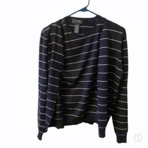 Cardigan Set Polo Ralph Lauren navy and white 2 piece sweater womens large L